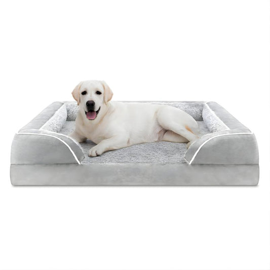 U-Shaped Washable Dog Sofa Bed - Removable Bolster Pet Bed