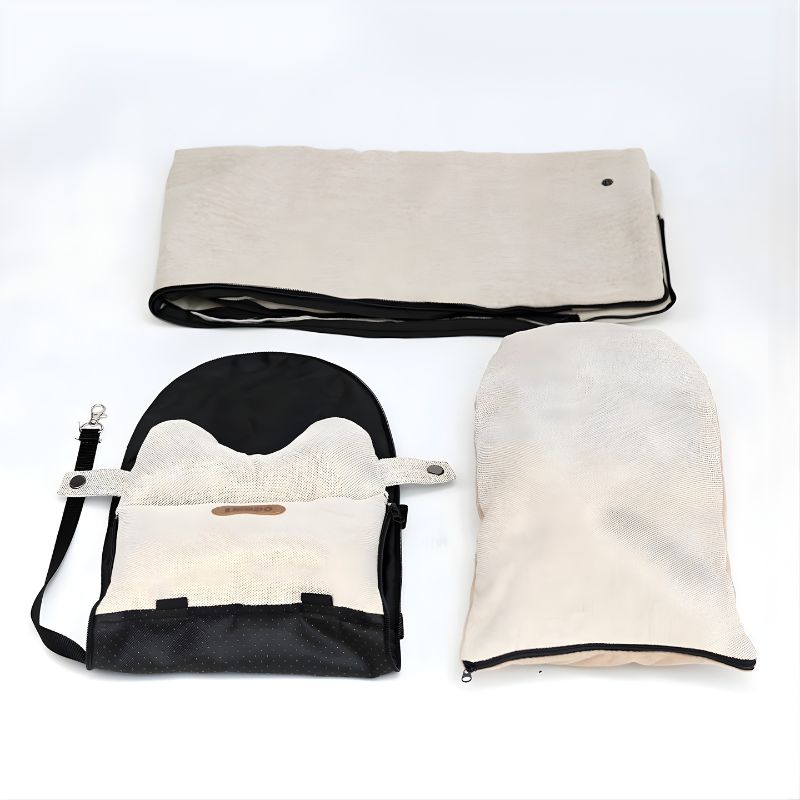 Set of black and white bags on a white background