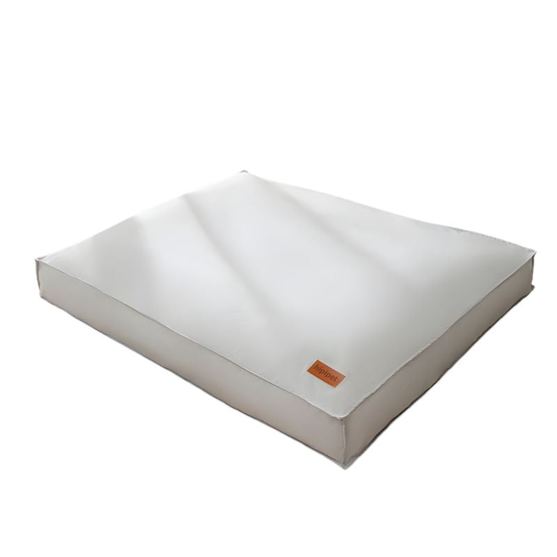 White mattress cover with a brand logo on a white background